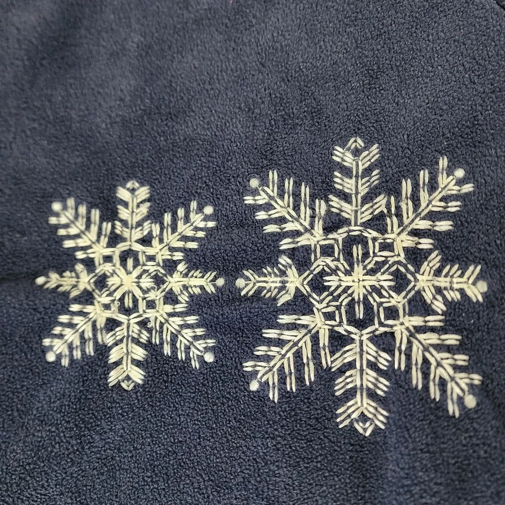 NorthCrest Full Zip Up Fleece Sweater Women's Plus Size 22W Snowflake Embroidery